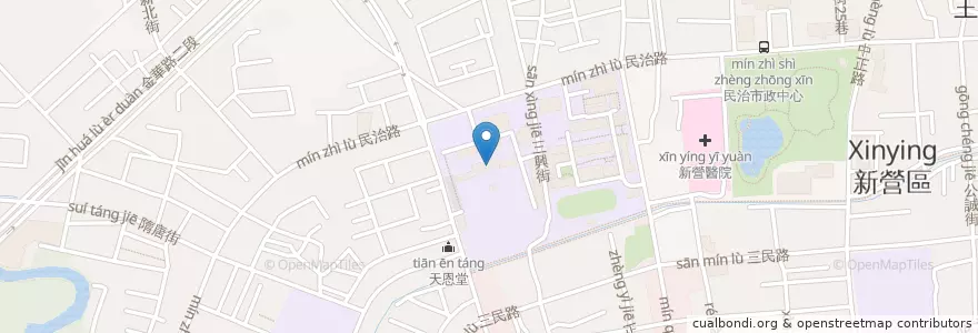 Mapa de ubicacion de 南新國中圖書室 en Tayvan, 臺南市, 新營區.