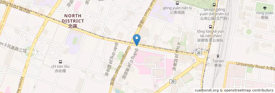 Mapa de ubicacion de 曼頓咖啡 en Тайвань, Тайнань, 中西區.
