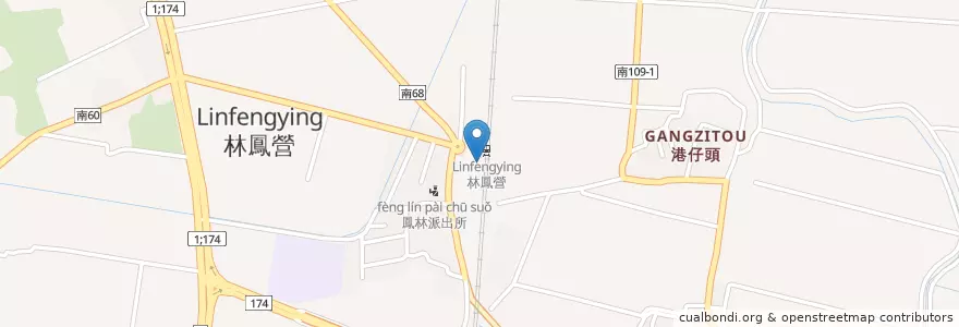 Mapa de ubicacion de 林鳳營車站廁所 en Taiwan, Tainan, Liujia.