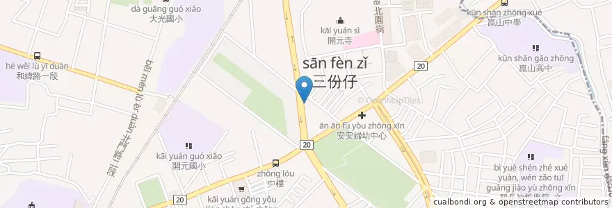 Mapa de ubicacion de KLG炸雞 en Taiwan, 臺南市, 北區.