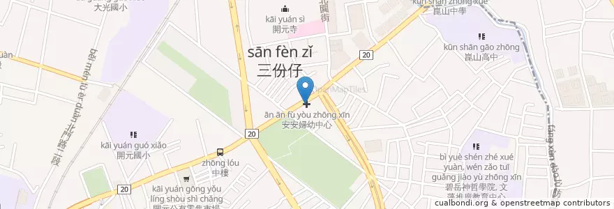 Mapa de ubicacion de 安安婦幼中心 en 臺灣, 臺南市, 北區.