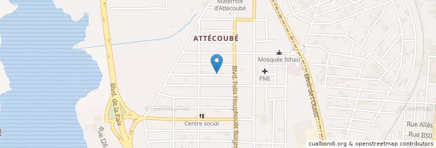 Mapa de ubicacion de Coopec Attecoube en Côte D'Ivoire, Abidjan, Attécoubé.