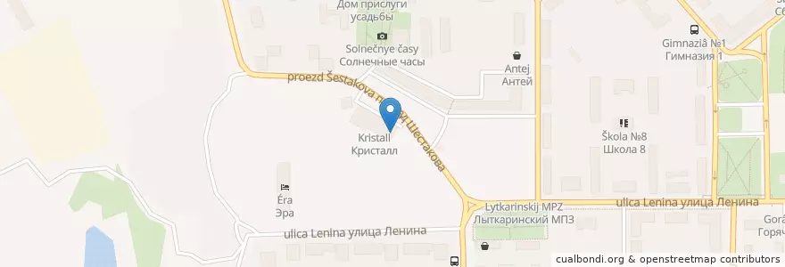 Mapa de ubicacion de Кристалл en 러시아, Центральный Федеральный Округ, Московская Область, Городской Округ Лыткарино.