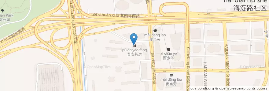 Mapa de ubicacion de 普安药房 en Китай, Пекин, Хэбэй, 海淀区.