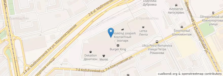 Mapa de ubicacion de Киномакс-Мозаика en Rusia, Distrito Federal Central, Москва, Юго-Восточный Административный Округ, Южнопортовый Район.
