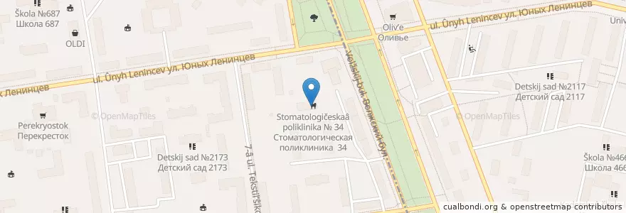 Mapa de ubicacion de Стоматологическая поликлиника № 34 en Russie, District Fédéral Central, Moscou, Юго-Восточный Административный Округ, Район Текстильщики.
