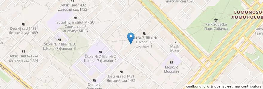 Mapa de ubicacion de Translate en Rússia, Distrito Federal Central, Москва, Юго-Западный Административный Округ, Ломоносовский Район.