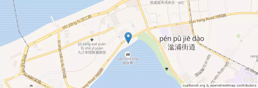 Mapa de ubicacion de 湓浦街道 en Çin, Jiangxi, Jiujiang, 浔阳区 (Xunyang), 湓浦街道.