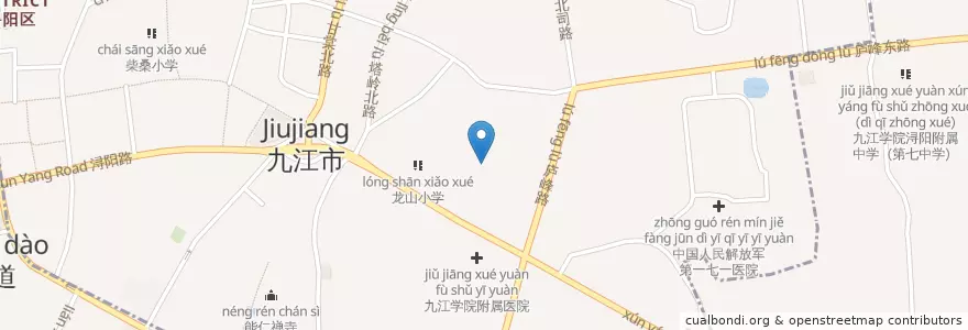 Mapa de ubicacion de 甘棠街道 en 中国, 江西省, 九江市, 浔阳区 (Xunyang), 甘棠街道.