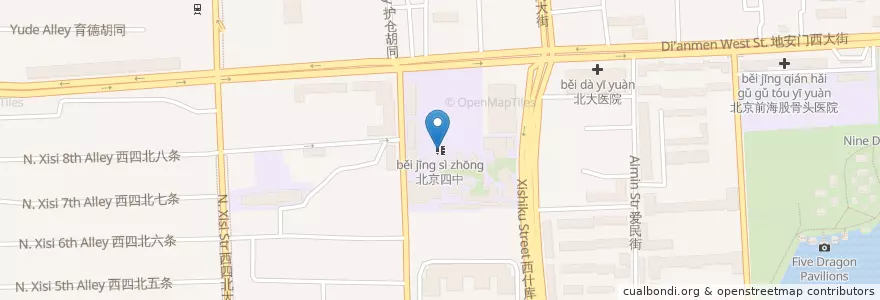 Mapa de ubicacion de 北京四中 en الصين, بكين, خبي, 西城区.