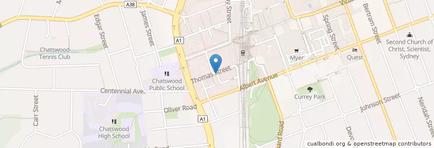 Mapa de ubicacion de Meriton Serviced Apartments en Australia, New South Wales, Willoughby City Council, Sydney.