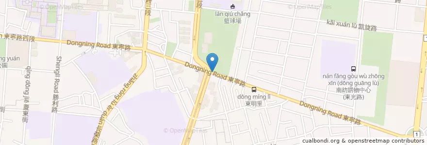 Mapa de ubicacion de 東寧運動公園站 en 臺灣, 臺南市, 東區.