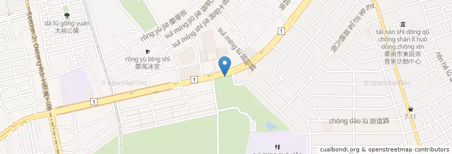 Mapa de ubicacion de 巴克禮公園站 en تایوان, 臺南市, 東區.