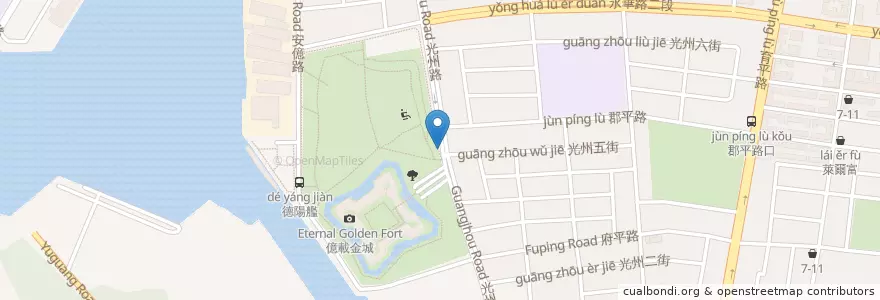 Mapa de ubicacion de 億載金城站 en 臺灣, 臺南市, 安平區.