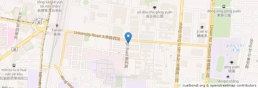 Mapa de ubicacion de 成大會館站 en 臺灣, 臺南市, 東區.
