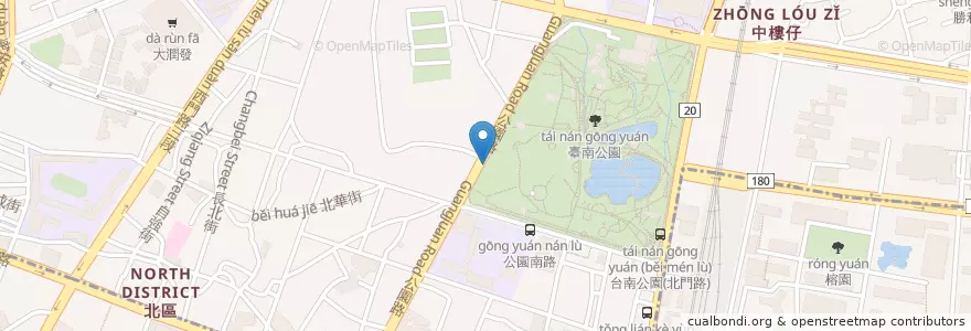 Mapa de ubicacion de 台南公園站 en تایوان, 臺南市, 北區.