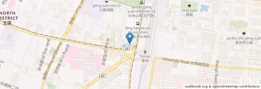 Mapa de ubicacion de 臺南火車站前站 en 타이완, 타이난 시, 베이구.