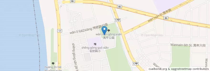 Mapa de ubicacion de 萬年公園站 en 臺灣, 臺南市, 南區.