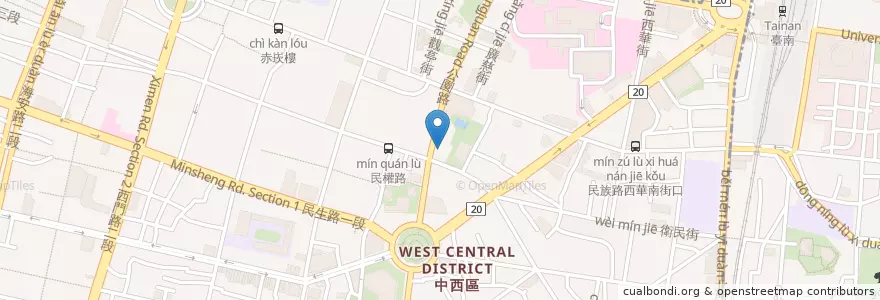 Mapa de ubicacion de 屈臣氏 en Taiwan, 臺南市, 中西區.