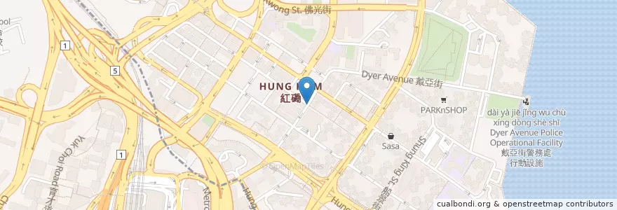 Mapa de ubicacion de 福德古廟 en China, Provincia De Cantón, Hong Kong, Kowloon, Nuevos Territorios, 九龍城區 Kowloon City District.