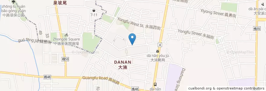 Mapa de ubicacion de 富林漢堡陸光店 en 타이완, 타오위안 시, 바더 구.