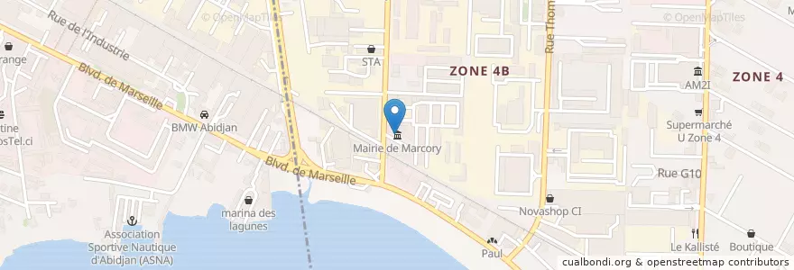 Mapa de ubicacion de Mairie de Marcory en Côte D'Ivoire, Abidjan, Marcory.