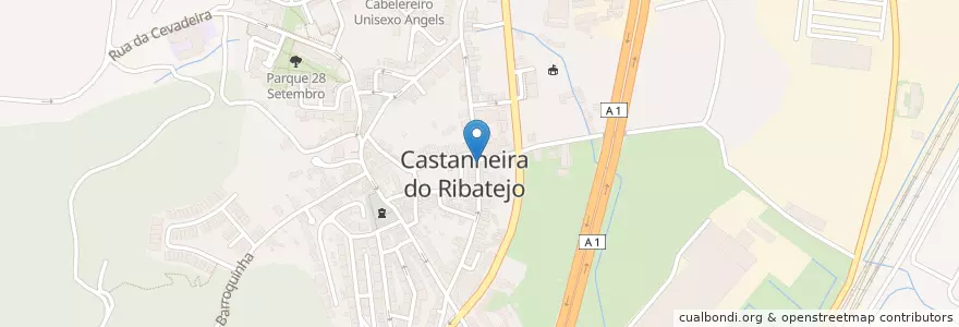 Mapa de ubicacion de T Space en Portugal, Metropolregion Lissabon, Lissabon, Großraum Lissabon, Vila Franca De Xira, Castanheira Do Ribatejo E Cachoeiras.