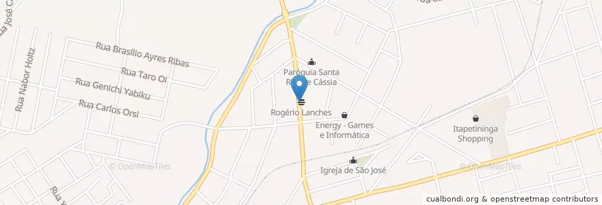 Mapa de ubicacion de Rogério Lanches en Brasil, Região Sudeste, São Paulo, Região Geográfica Intermediária De Sorocaba, Região Imediata De Itapetininga, Região Metropolitana De Sorocaba, Itapetininga.