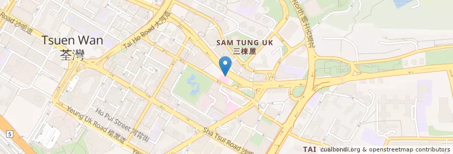 Mapa de ubicacion de 周卓明護士學校 Chau Cheuk Ming School of Nursing en China, Cantão, Hong Kong, Novos Territórios, 荃灣區 Tsuen Wan District.