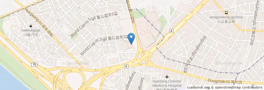 Mapa de ubicacion de Starbucks en 대한민국, 서울, 마포구, 합정동.