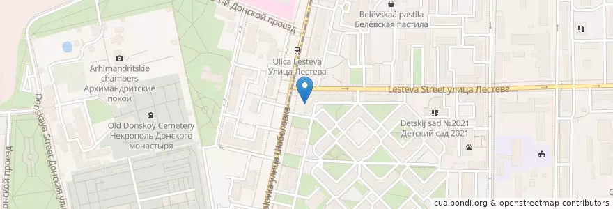Mapa de ubicacion de Kuzina en 俄罗斯/俄羅斯, Центральный Федеральный Округ, Москва, Южный Административный Округ, Донской Район.