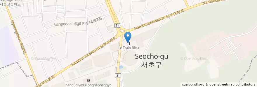 Mapa de ubicacion de Le Train Bleu en Coreia Do Sul, Seul, 서초구, 서초3동, 서초동.
