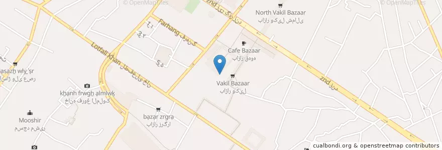 Mapa de ubicacion de رستوران سنتی وکیل en イラン, ファールス, شهرستان شیراز, بخش مرکزی, شیراز.