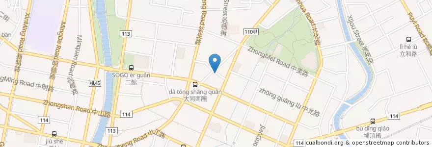 Mapa de ubicacion de Hop In 精釀啤酒小舗 en 타이완, 타오위안 시, 중리 구.