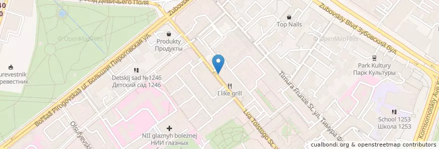Mapa de ubicacion de BB&Burgers en Russland, Föderationskreis Zentralrussland, Moskau, Zentraler Verwaltungsbezirk, Район Хамовники.