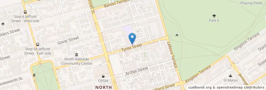 Mapa de ubicacion de North Adelaide Primary School en أستراليا, جنوب أستراليا, Adelaide, Adelaide City Council.