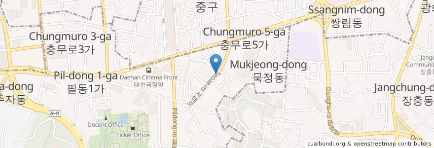 Mapa de ubicacion de 정든손만두 en 韩国/南韓, 首尔, 中區, 필동.