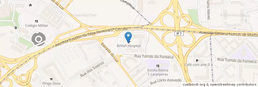 Mapa de ubicacion de Hospital da Luz Torres de Lisboa en Portugal, Metropolregion Lissabon, Lissabon, Großraum Lissabon, Lissabon.
