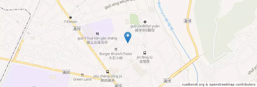 Mapa de ubicacion de 大窯大擺披薩 en Taiwan, 臺灣省, 花蓮縣, 花蓮市.