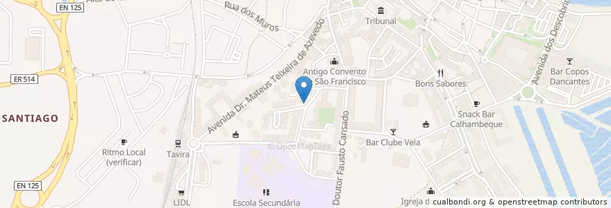 Mapa de ubicacion de Ritmo Local Cafe en ポルトガル, Algarve, Algarve, Faro, Tavira, Tavira.