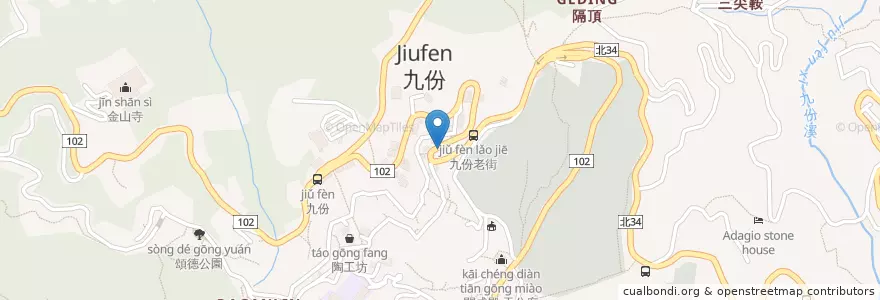 Mapa de ubicacion de 分子冰琪淋 en تایوان, 新北市, 瑞芳區.