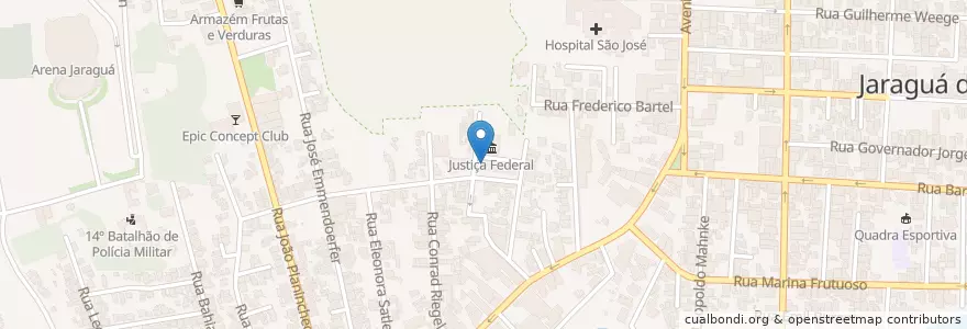 Mapa de ubicacion de Centro de Especialidades Odontológicas en Brasil, Região Sul, Santa Catarina, Região Geográfica Intermediária De Joinville, Microrregião De Joinville, Jaraguá Do Sul.