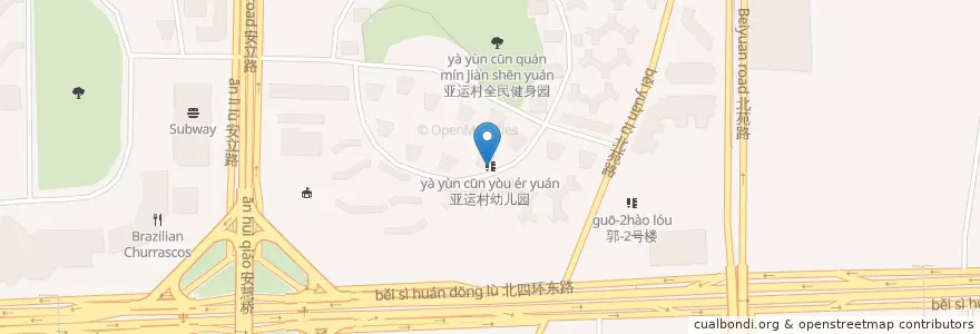 Mapa de ubicacion de 亚运村幼儿园 en Китай, Пекин, Хэбэй, Район Чаоян.