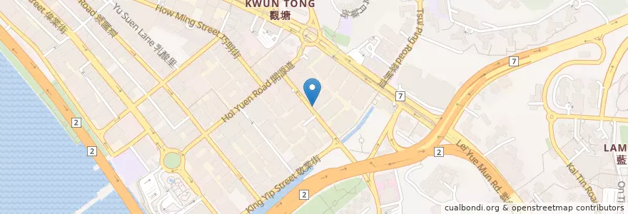 Mapa de ubicacion de 新匯聚餐廳小廚 en 중국, 광둥성, 홍콩, 가우룽, 신제, 觀塘區 Kwun Tong District.