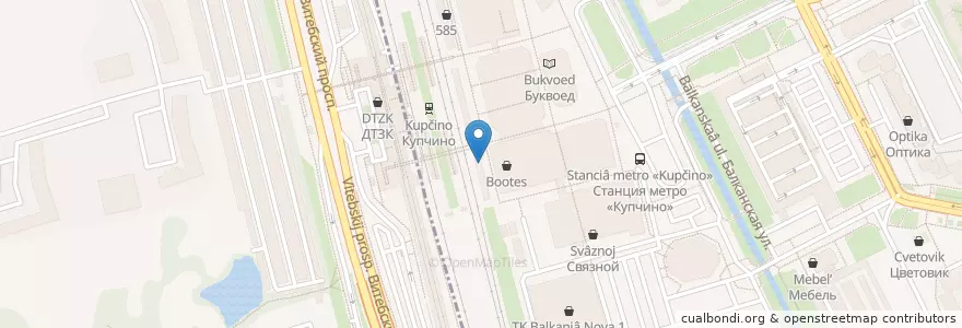 Mapa de ubicacion de ЛекОптТорг en Russia, Northwestern Federal District, Leningrad Oblast, Saint Petersburg, Фрунзенский Район, Балканский Округ.