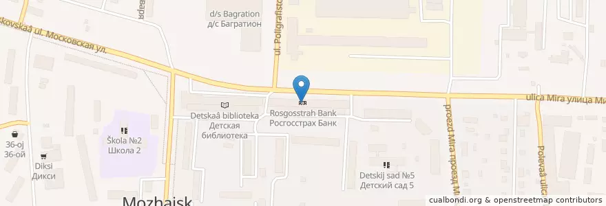 Mapa de ubicacion de Росгосстрах Банк en 俄罗斯/俄羅斯, Центральный Федеральный Округ, 莫斯科州, Можайский Городской Округ.