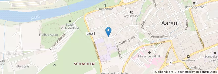 Mapa de ubicacion de Brunnen Stritengässli en Suíça, Aargau, Bezirk Aarau, Aarau.