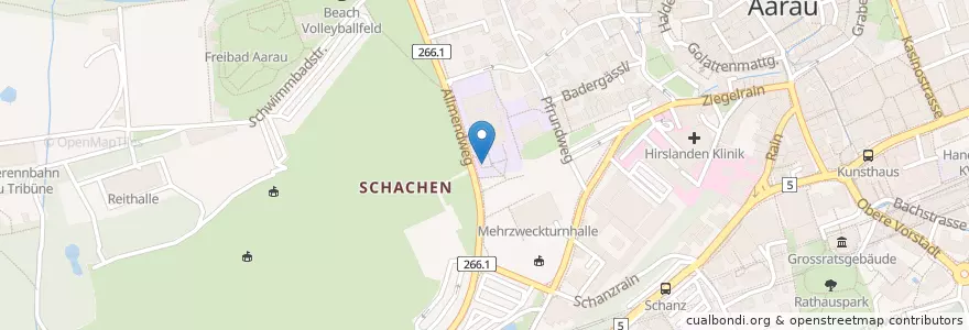 Mapa de ubicacion de Brunnen EXPO Schachenschulhaus en 瑞士, Aargau, Bezirk Aarau, Aarau.