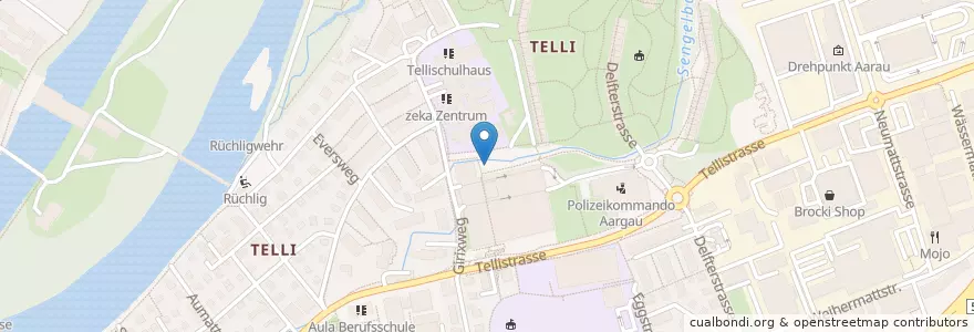 Mapa de ubicacion de Brunnen Telliplatz en Svizzera, Argovia, Bezirk Aarau, Aarau.