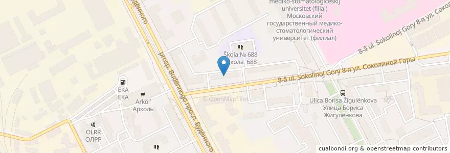 Mapa de ubicacion de Лицей № 429 «Соколиная гора» en Russia, Central Federal District, Moscow, Eastern Administrative Okrug, Sokolinaya Gora District.